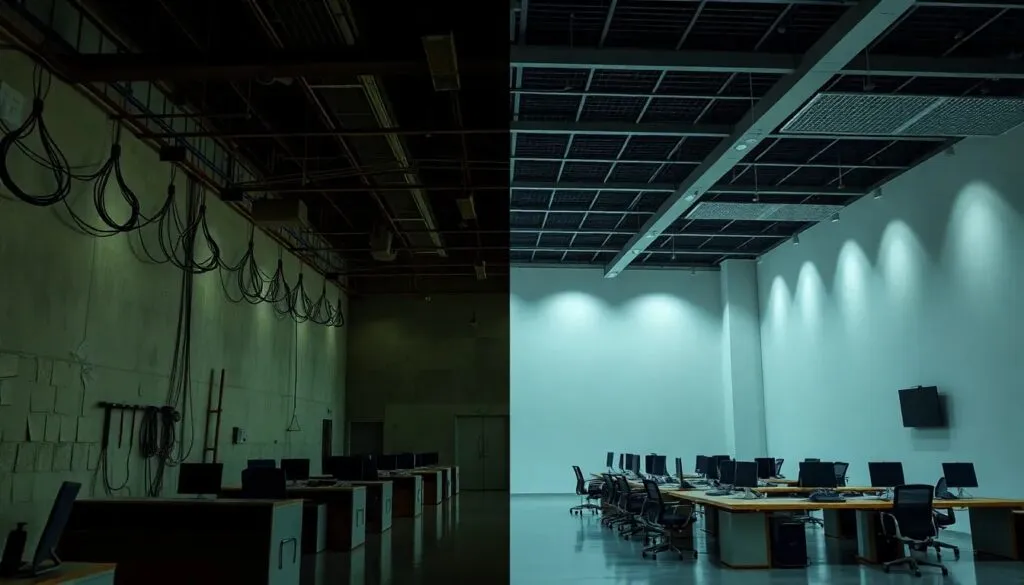 diferencias entre sala de contadores antigua y sala adaptada a normativa electricistas en Madrid