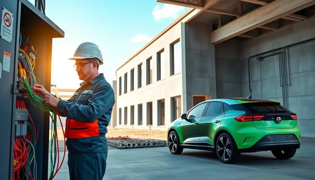 Instalación de preinstalación eléctrica para coche eléctrico en obra nueva Electricidad presupuestos instalaciones eléctricas en Madrid empresa electricidad instalacion de preinstalacion electrica para coche electrico en obra nueva electricistas en Madrid